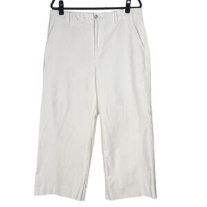 Banana Republic Women's Size 14 Wide-Leg Corduroy Cropped Pants Cream Stretch